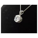 .925 Sterling Silver Zirconia Solitaire Pendant Necklace .925 Sterling Silver Zirconia Solitaire Pendant Necklace