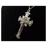 .925 Sterling Silver Larger Well Made Crucifix Pendant Necklace .925 Sterling Silver Larger Well Made Crucifix Pendant Necklace