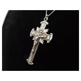 .925 Sterling Silver Larger Well Made Crucifix Pendant Necklace .925 Sterling Silver Larger Well Made Crucifix Pendant Necklace
