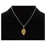 .925 Sterling Silver Citrine Healing Crystal Pendant Necklace .925 Sterling Silver Citrine Healing Crystal Pendant Necklace