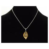.925 Sterling Silver Citrine Healing Crystal Pendant Necklace .925 Sterling Silver Citrine Healing Crystal Pendant Necklace
