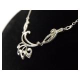 .925 Sterling Silver Art Nouveau Pendant Necklace .925 Sterling Silver Art Nouveau Pendant Necklace