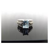 .925 Sterling Silver Art Nouveau Topaz Ring Size 5.75 .925 Sterling Silver Art Nouveau Topaz Ring Size 5.75