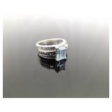 .925 Sterling Silver Art Nouveau Topaz Ring Size 5.75 .925 Sterling Silver Art Nouveau Topaz Ring Size 5.75