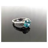 .925 Sterling Silver Aquamarine Crystal Ring Size 11 .925 Sterling Silver Aquamarine Crystal Ring Size 11