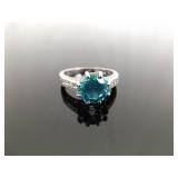 .925 Sterling Silver Aquamarine Crystal Ring Size 11 .925 Sterling Silver Aquamarine Crystal Ring Size 11
