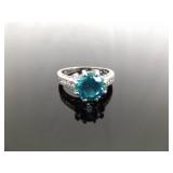 .925 Sterling Silver Aquamarine Crystal Ring Size 11 .925 Sterling Silver Aquamarine Crystal Ring Size 11