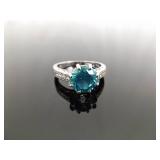 .925 Sterling Silver Aquamarine Crystal Ring Size 11 .925 Sterling Silver Aquamarine Crystal Ring Size 11