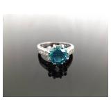 .925 Sterling Silver Aquamarine Crystal Ring Size 11 .925 Sterling Silver Aquamarine Crystal Ring Size 11