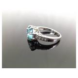 .925 Sterling Silver Aquamarine Crystal Ring Size 11 .925 Sterling Silver Aquamarine Crystal Ring Size 11