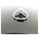 .925 Sterling Silver Aquamarine Crystal Ring Size 11 .925 Sterling Silver Aquamarine Crystal Ring Size 11