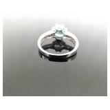 .925 Sterling Silver Aquamarine Crystal Ring Size 11 .925 Sterling Silver Aquamarine Crystal Ring Size 11