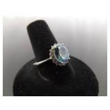 .925 Sterling Silver Aquamarine Crystal Ring Size 9 .925 Sterling Silver Aquamarine Crystal Ring Size 9