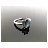 .925 Sterling Silver Aquamarine Crystal Ring Size 9 .925 Sterling Silver Aquamarine Crystal Ring Size 9