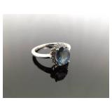 .925 Sterling Silver Aquamarine Crystal Ring Size 9 .925 Sterling Silver Aquamarine Crystal Ring Size 9