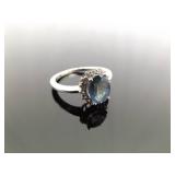 .925 Sterling Silver Aquamarine Crystal Ring Size 9 .925 Sterling Silver Aquamarine Crystal Ring Size 9