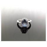 .925 Sterling Silver Aquamarine Crystal Ring Size 9 .925 Sterling Silver Aquamarine Crystal Ring Size 9