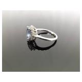 .925 Sterling Silver Aquamarine Crystal Ring Size 9 .925 Sterling Silver Aquamarine Crystal Ring Size 9