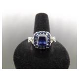 .925 Sterling Silver Sapphire Crystal Ring Size 10 .925 Sterling Silver Sapphire Crystal Ring Size 10