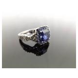 .925 Sterling Silver Sapphire Crystal Ring Size 10 .925 Sterling Silver Sapphire Crystal Ring Size 10