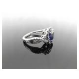 .925 Sterling Silver Sapphire Crystal Ring Size 10 .925 Sterling Silver Sapphire Crystal Ring Size 10