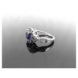 .925 Sterling Silver Sapphire Crystal Ring Size 10 .925 Sterling Silver Sapphire Crystal Ring Size 10