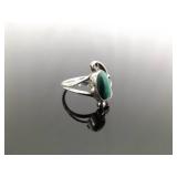 .925 Sterling Silver Malachite Cabochon Navajo Ring Size 6 .925 Sterling Silver Malachite Cabochon Navajo Ring Size 6