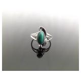 .925 Sterling Silver Malachite Cabochon Navajo Ring Size 6 .925 Sterling Silver Malachite Cabochon Navajo Ring Size 6