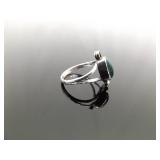 .925 Sterling Silver Malachite Cabochon Navajo Ring Size 6 .925 Sterling Silver Malachite Cabochon Navajo Ring Size 6