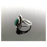 .925 Sterling Silver Malachite Cabochon Navajo Ring Size 6 .925 Sterling Silver Malachite Cabochon Navajo Ring Size 6