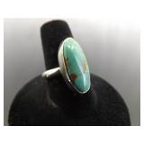 .925 Sterling Silver Everett and Mary Teller Turquoise Navajo Ring Size 7.5 .925 Sterling Silver Everett and Mary Teller Turquoise Navajo Ring Size 7.5