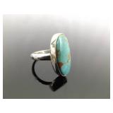 .925 Sterling Silver Everett and Mary Teller Turquoise Navajo Ring Size 7.5 .925 Sterling Silver Everett and Mary Teller Turquoise Navajo Ring Size 7.5