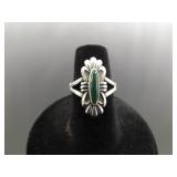 .925 Sterling Silver Green Turquoise Navajo Ring Size 6.5 .925 Sterling Silver Green Turquoise Navajo Ring Size 6.5