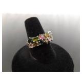 .925 Sterling Silver Multi Colored Gemstone Ring Size 8 .925 Sterling Silver Multi Colored Gemstone Ring Size 8