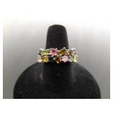 .925 Sterling Silver Multi Colored Gemstone Ring Size 8 .925 Sterling Silver Multi Colored Gemstone Ring Size 8