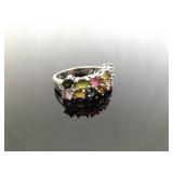 .925 Sterling Silver Multi Colored Gemstone Ring Size 8 .925 Sterling Silver Multi Colored Gemstone Ring Size 8