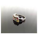 .925 Sterling Silver Multi Colored Gemstone Ring Size 8 .925 Sterling Silver Multi Colored Gemstone Ring Size 8