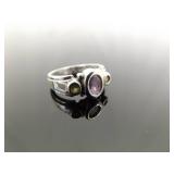 .925 Sterling Silver Amethyst and Peridot Ring Size 5 .925 Sterling Silver Amethyst and Peridot Ring Size 5