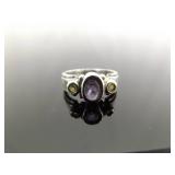 .925 Sterling Silver Amethyst and Peridot Ring Size 5 .925 Sterling Silver Amethyst and Peridot Ring Size 5