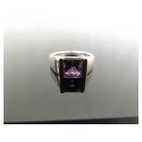 .925 Sterling Silver 14k Yellow Gold Collar Amethyst Ring Size 6 .925 Sterling Silver 14k Yellow Gold Collar Amethyst Ring Size 6