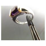.925 Sterling Silver 14k Yellow Gold Collar Amethyst Ring Size 6 .925 Sterling Silver 14k Yellow Gold Collar Amethyst Ring Size 6