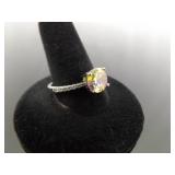 .925 Sterling Silver Mystic Citrine Crystal Ring Size 10 .925 Sterling Silver Mystic Citrine Crystal Ring Size 10