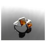 .925 Sterling Silver Baltic Amber Cabochons Ring Size 8 .925 Sterling Silver Baltic Amber Cabochons Ring Size 8