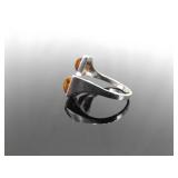 .925 Sterling Silver Baltic Amber Cabochons Ring Size 8 .925 Sterling Silver Baltic Amber Cabochons Ring Size 8