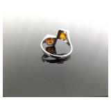 .925 Sterling Silver Baltic Amber Cabochons Ring Size 8 .925 Sterling Silver Baltic Amber Cabochons Ring Size 8