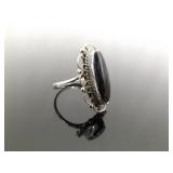 .925 Sterling Silver Black Onyx Cabochon Ring Size 7 .925 Sterling Silver Black Onyx Cabochon Ring Size 7