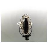 .925 Sterling Silver Black Onyx Cabochon Ring Size 7 .925 Sterling Silver Black Onyx Cabochon Ring Size 7