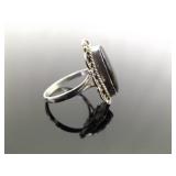 .925 Sterling Silver Black Onyx Cabochon Ring Size 7 .925 Sterling Silver Black Onyx Cabochon Ring Size 7