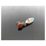 .925 Sterling Silver Multi Colored Inlayed Stone Hopi Dangle Hook Earrings .925 Sterling Silver Multi Colored Inlayed Stone Hopi Dangle Hook Earrings