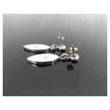 .925 Sterling Silver Multi Colored Inlayed Stone Hopi Dangle Hook Earrings .925 Sterling Silver Multi Colored Inlayed Stone Hopi Dangle Hook Earrings